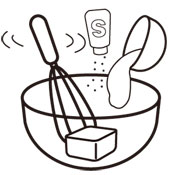 (1)にヨーグルトを入れ泡立て器でクリーム状になるまで良く混ぜ合わせ、お好みで塩を少々入れ、さらに混ぜ合わせます。