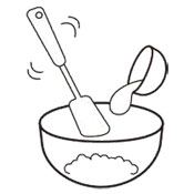 バターを溶かし（1）に加え、よく混ぜ合わせたらセルクル型に敷きつめ、冷蔵庫に入れておきます。