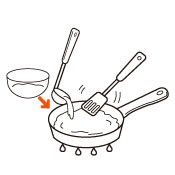 フライパンにサラダ油を熱し、（２）を入れ弱火で焼きます。