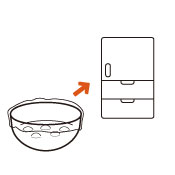 冷蔵庫で4～5時間冷やします。
（なじませるとマシュマロが柔らかくなり、ムースのようなしっとりとした食感になります）