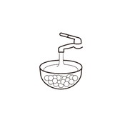 マシュマロを耐熱性のボールに入れ、水で表面の粉を洗い流します。
