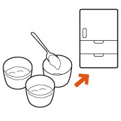容器に入れ、冷蔵庫で冷やします。