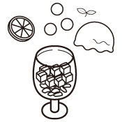アイスをのせて、レモンマシュマロとレモン、ミントを添えます。<br />
※材料はお好きなものをお使いください。