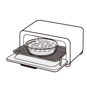 オーブントースターで、シュマロに焼き色がつくまで焼きます。
