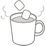 コーヒーにマシュマロを浮かべます。